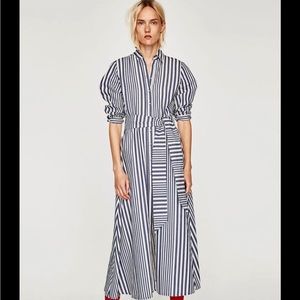 Zara MIDI Srtiped T-shirt style dres